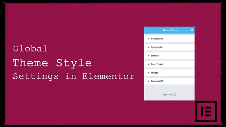 global theme style settings in elementor
