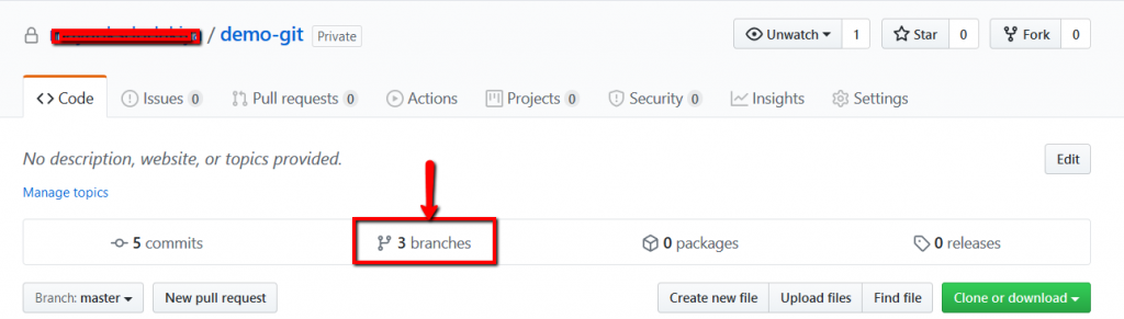 number of branches on git