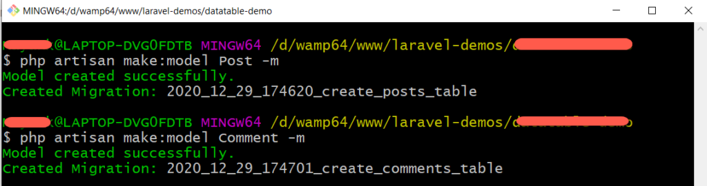 Creating Model & Migration For Laravel One To Many Relationship