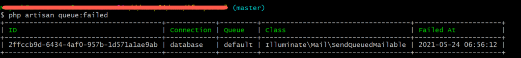 failed jobs list in Laravel