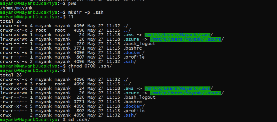 create ssh folder is not exists