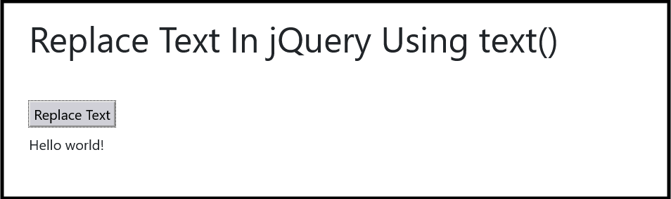 replace text using jquery text() method